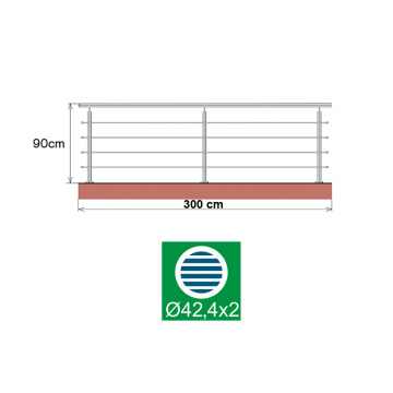 Kit balustrada din inox Ø42,4x2 mm, inaltime 900 mm, lungime 3000 mm