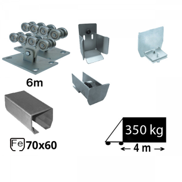 Kit SAP-70x60-Zn Sistem autoportant cu sina zincata pentru deschidere de 4 metri 