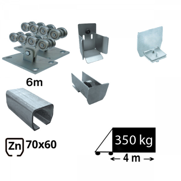 Kit SAP-60x60-Zn Sistem autoportant pentru deschidere de 4 metri sina de fier