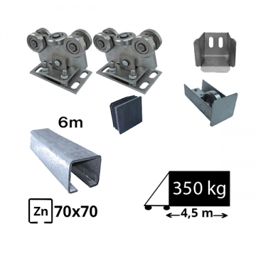 Kit SAP-70x70B-Zn Sistem autoportant pentru deschidere de 4,5 metri sina zincata